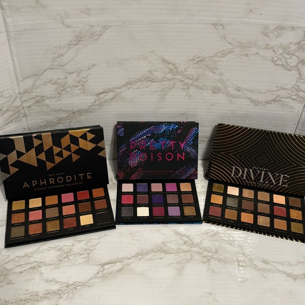 Bad habit pretty poison, Aphrodite and divine beauty eyeshadow palette bundle